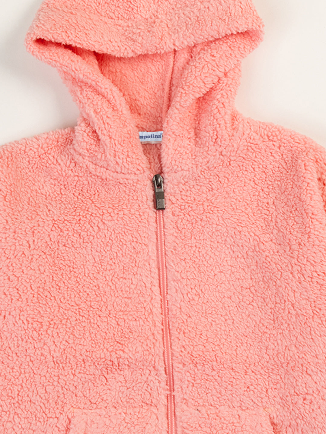 Pampolina Girls Solid Sweatshirt With Hoddie- Peach