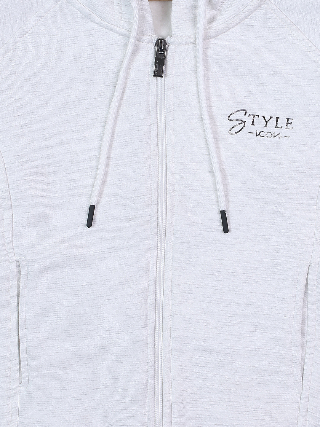 Pampolina Girls Solid With Hoddie SweatShirt- White