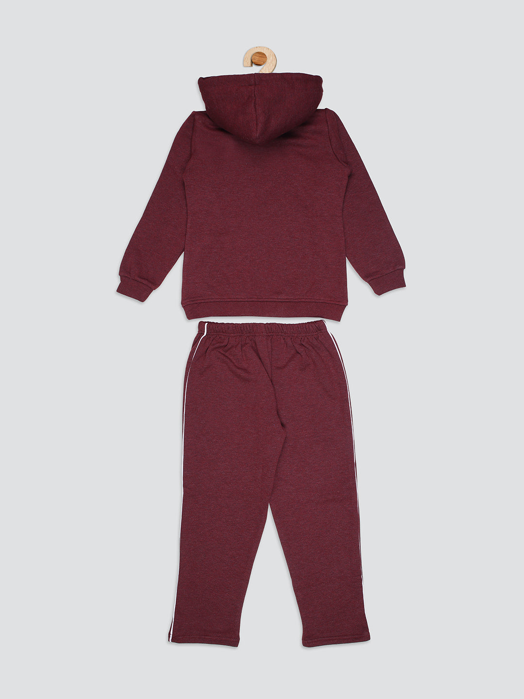Create Way Extra Warm Girls Solid Hoddie Co-ord Set-Wine