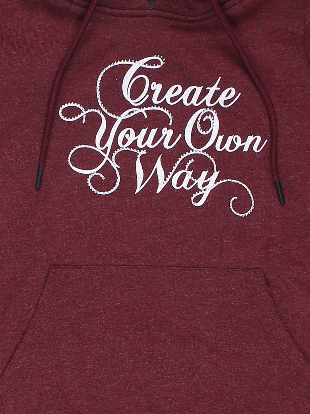 Create Way Extra Warm Girls Solid Hoddie Co-ord Set-Wine