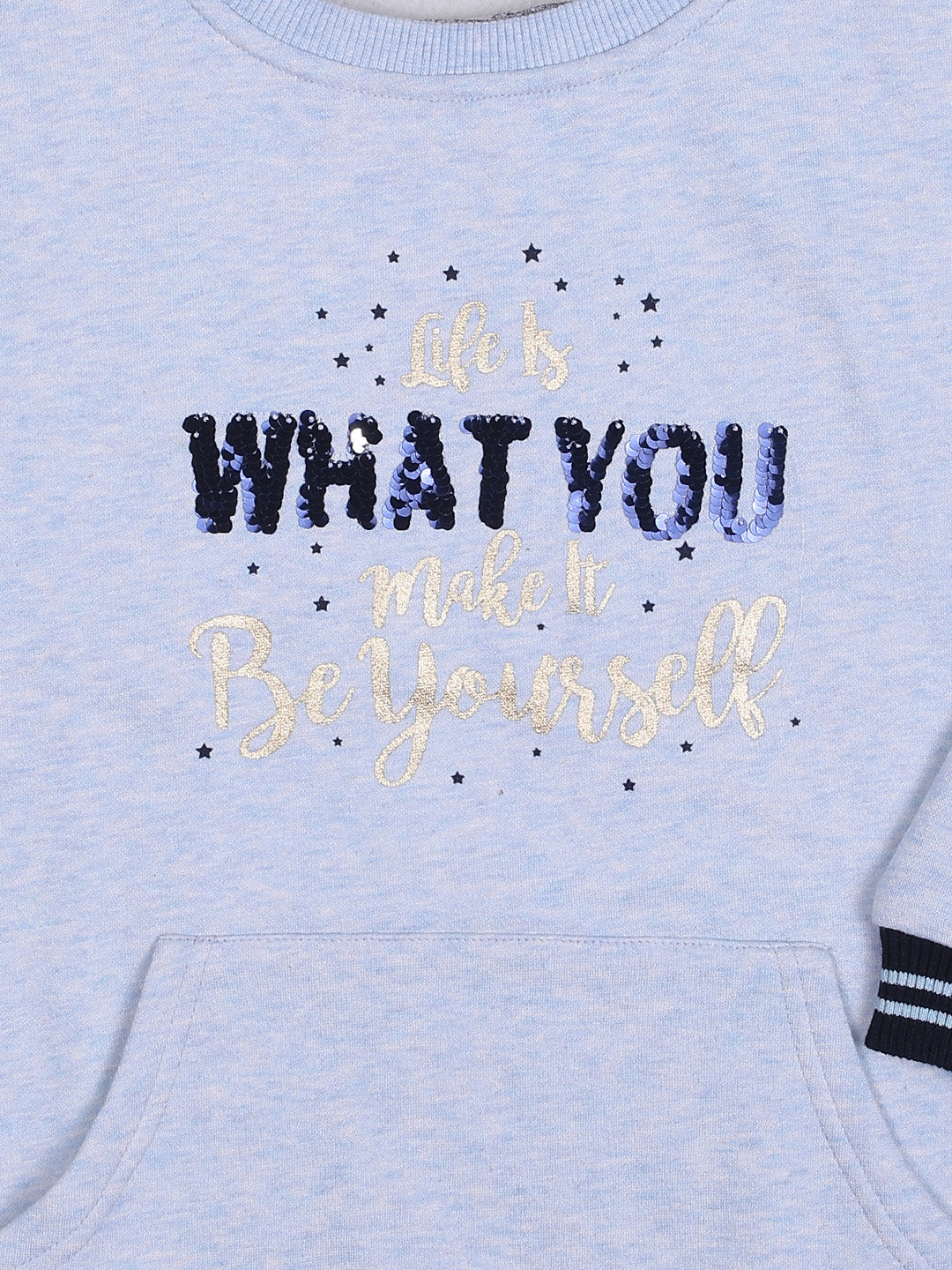 ZIAMA GIRLS PRINTED FULL SELEVE SWEATSHIRT-SKY