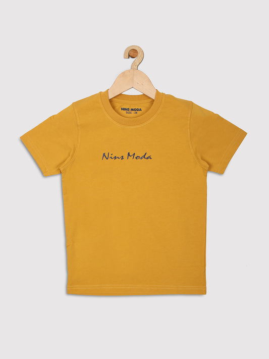 Nins Moda Boys Solid T Shirt-Mustard