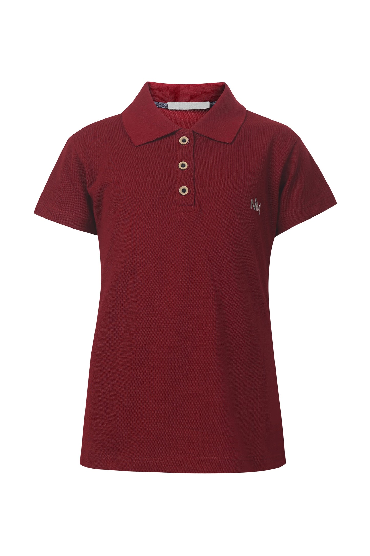 Pampolina Girls Solid Pique Kint Collar T-Shirt - Mahroon