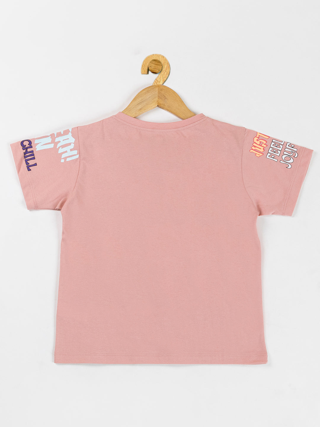 Pampolina Girls Printed & Half Sleeve Top-peach