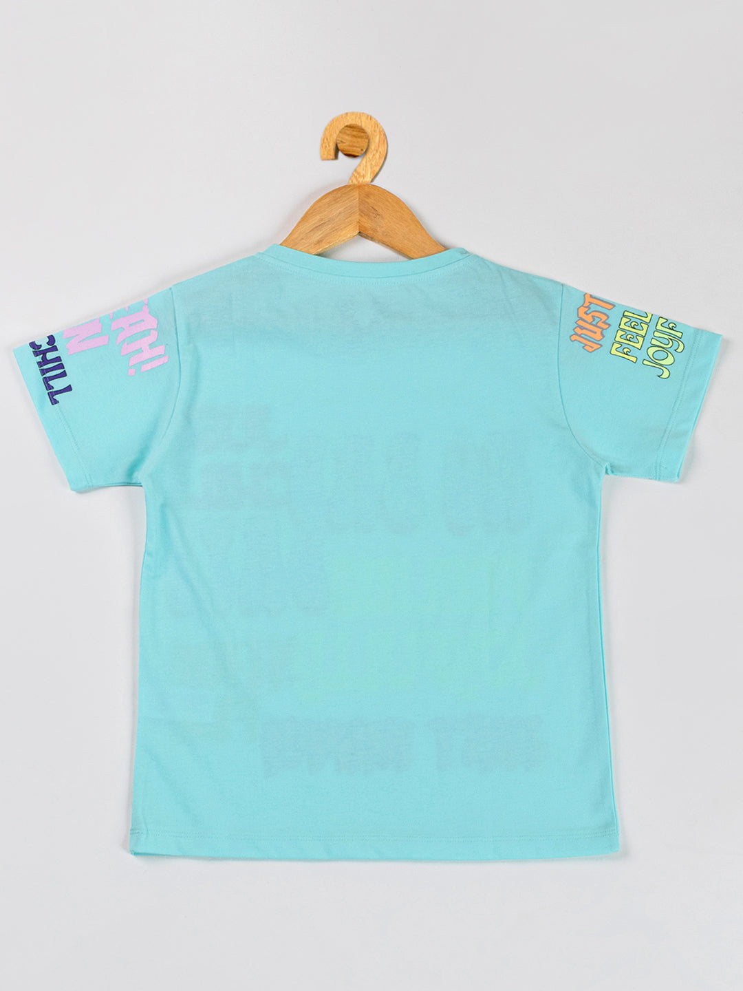 Pampolina Girls Printed & Half Sleeve Top-Turquise
