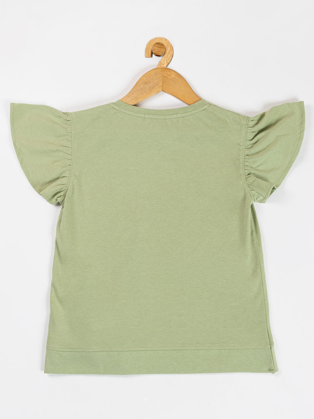 Pampolina Girls Solid Puff Sleeve With Side Belt-Pista