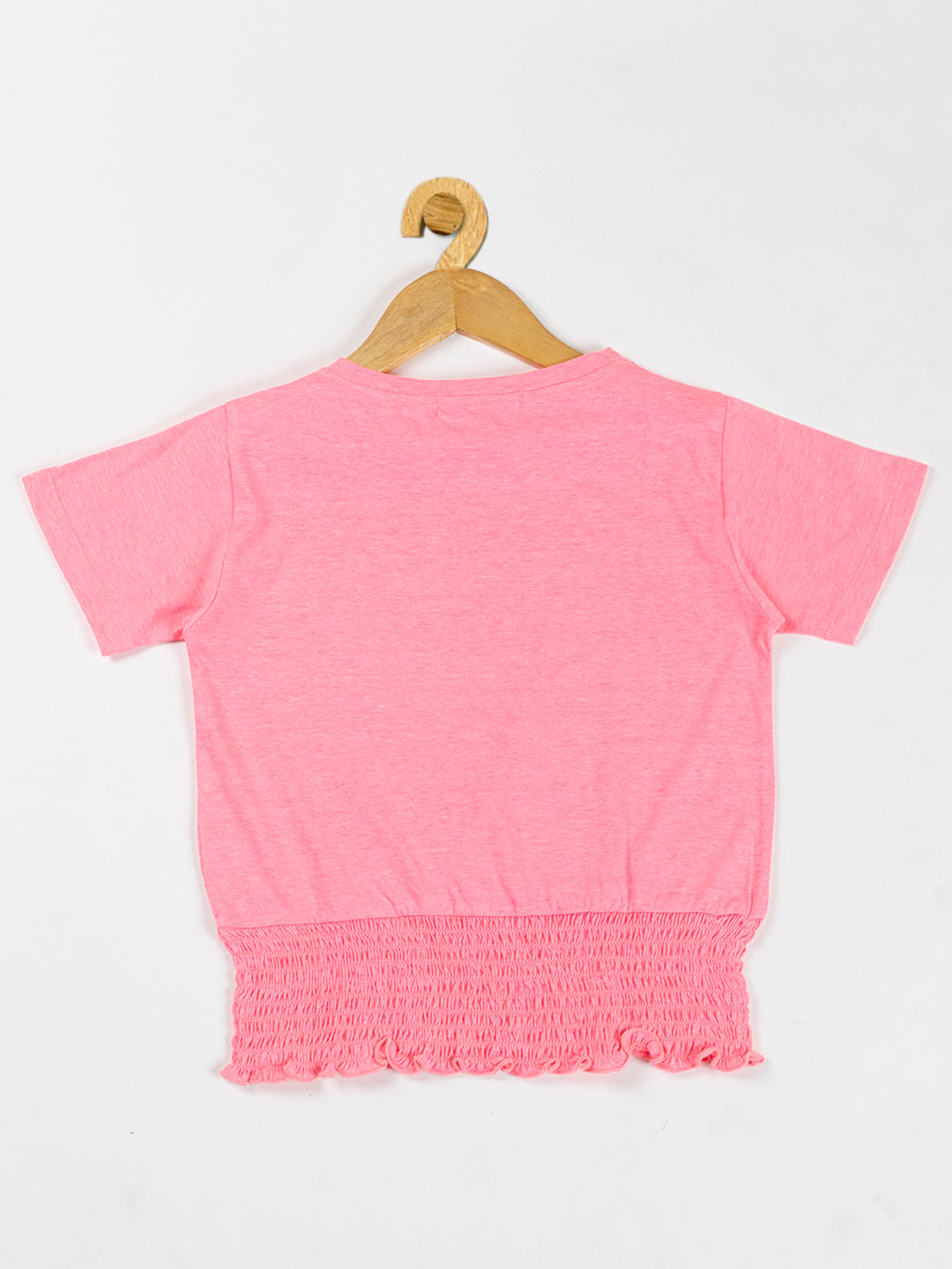 Pampolina Girls Solid Crop Top With Waist Elastie-L.pink