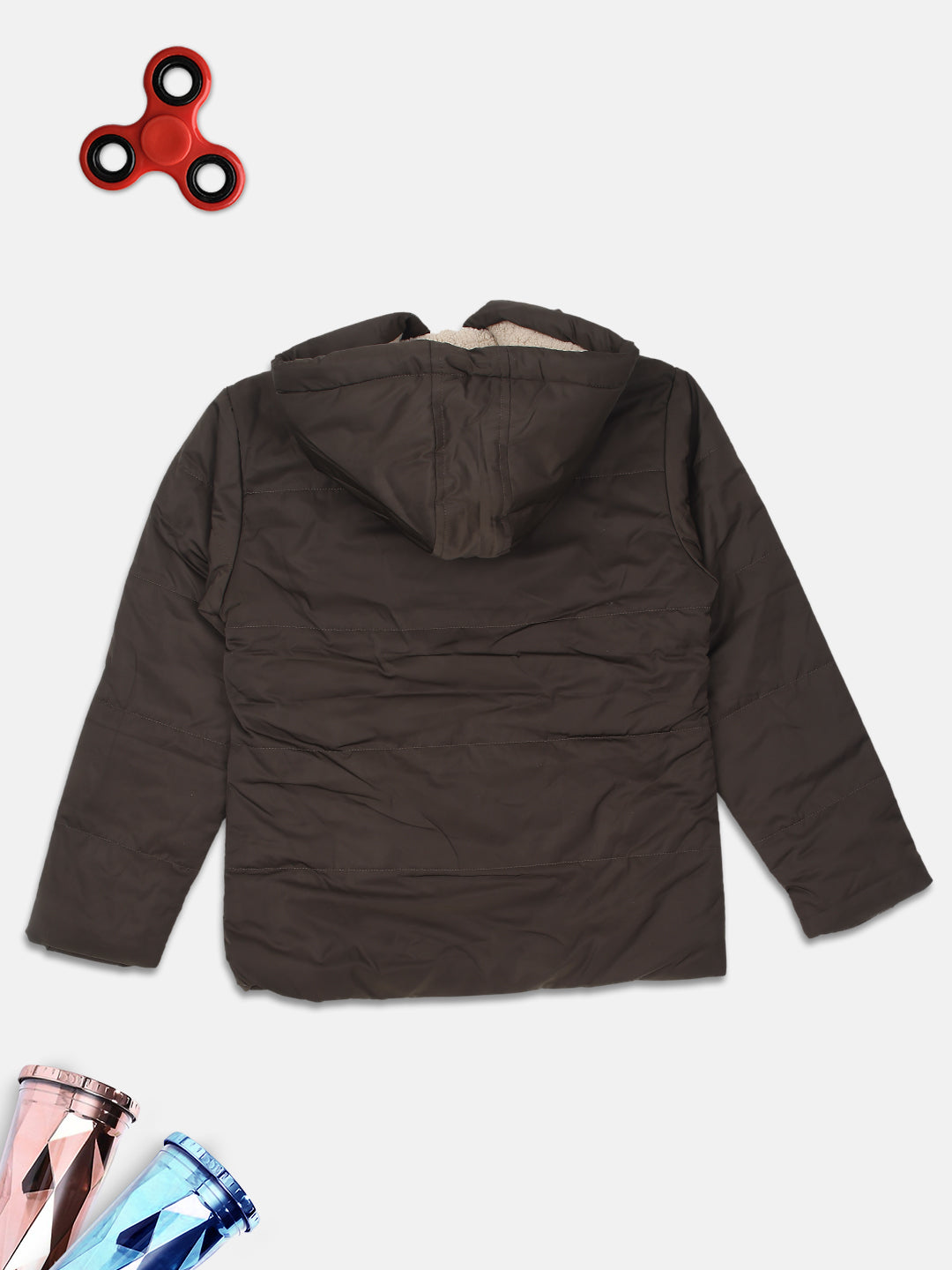 ZIAMA GIRLS SOLID FULL SELEVE WITH HODDIE & ZIPPER JACKET-OLIVE