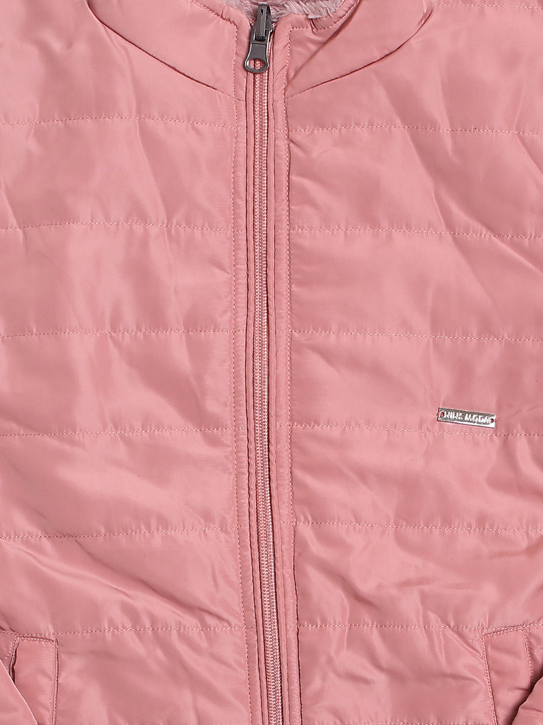 Nins Moda Girls Light weight Solid Full Sleeve Jacket-Peach