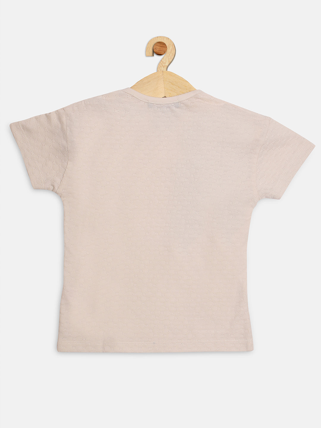 Pampolina Girls Floral Printed Round Neck Top-Oat Melange