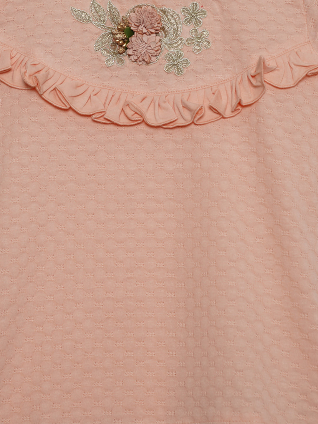 Pampolina Girls Floral Printed Top-Peach