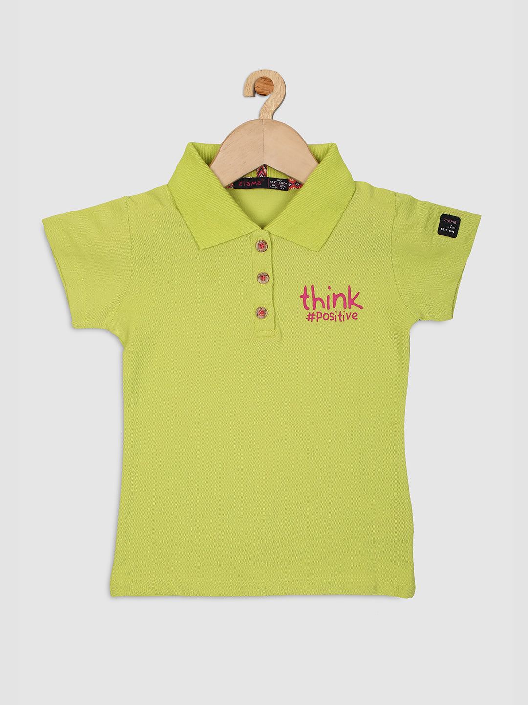 Ziama Girls Solid T-Shirt- P.Green