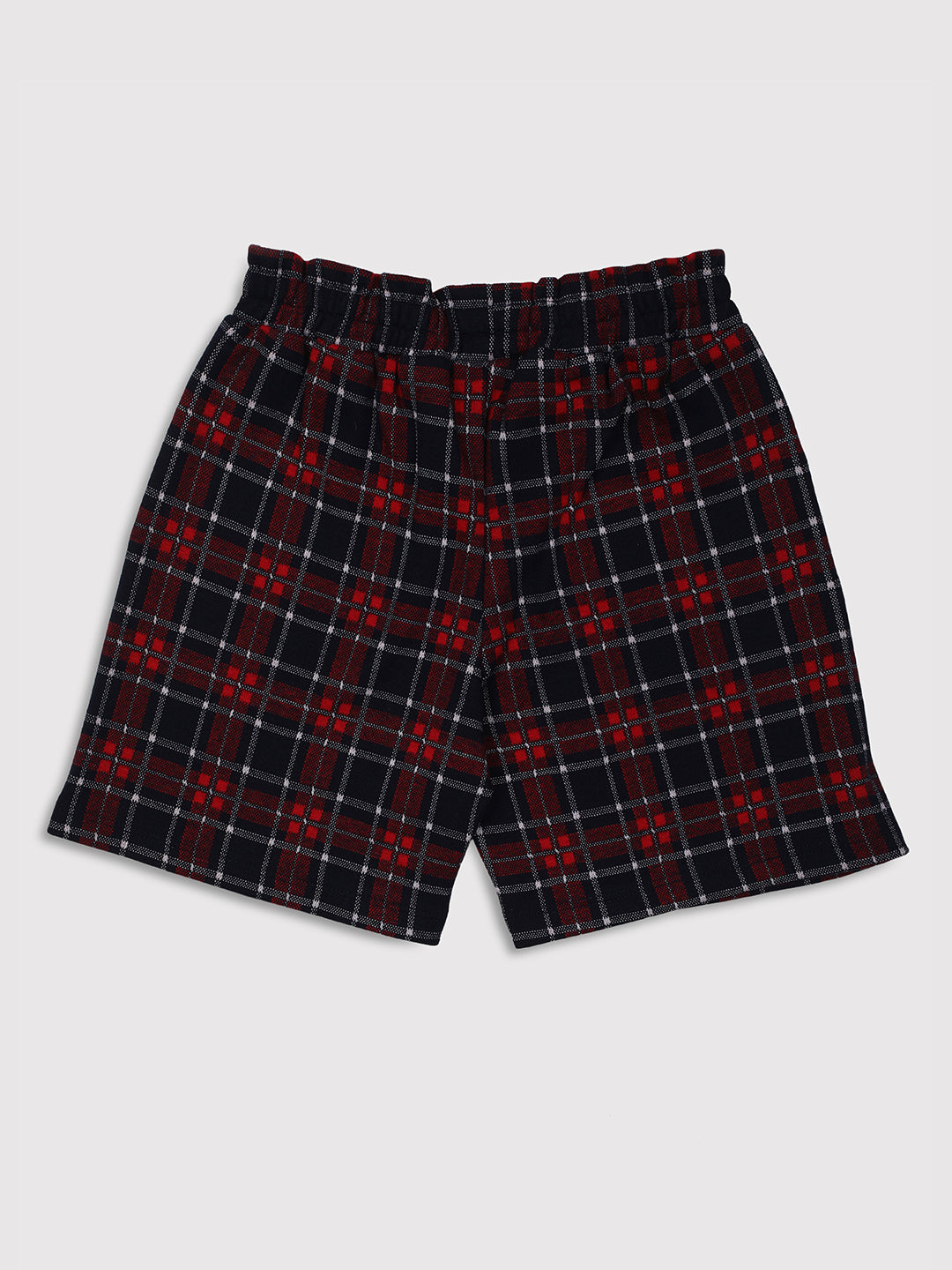 Ziama Girls Stylish Check Printed Shorts-Red