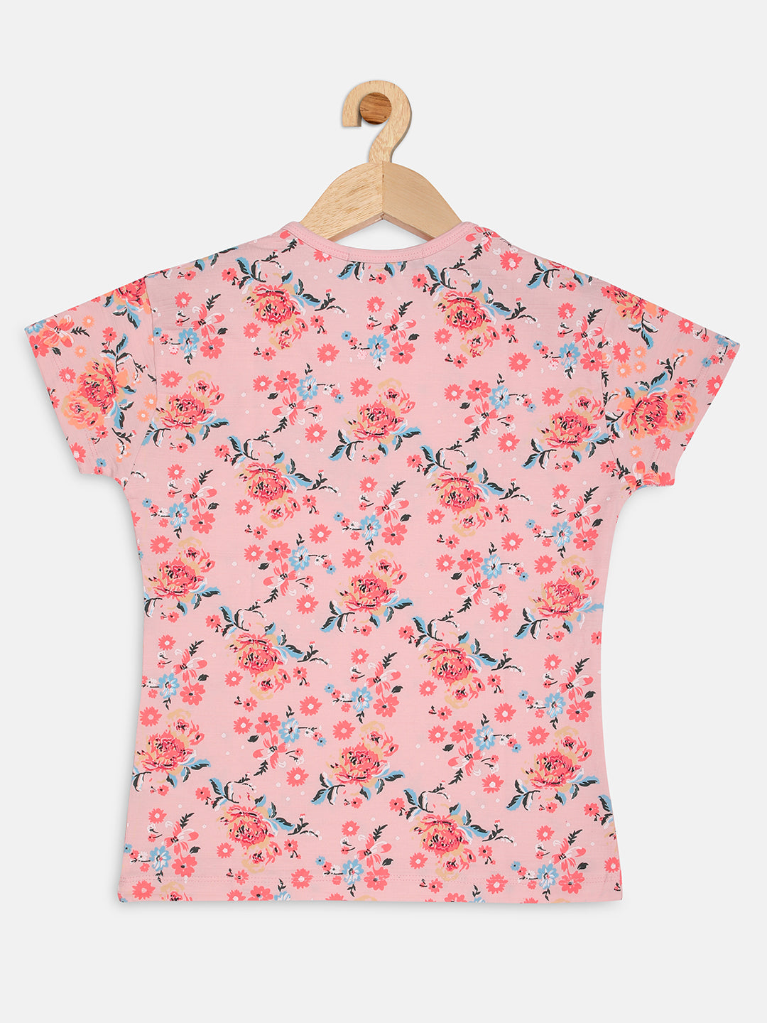 Pampolina Girls Allover Floral Printed Tops-Pink