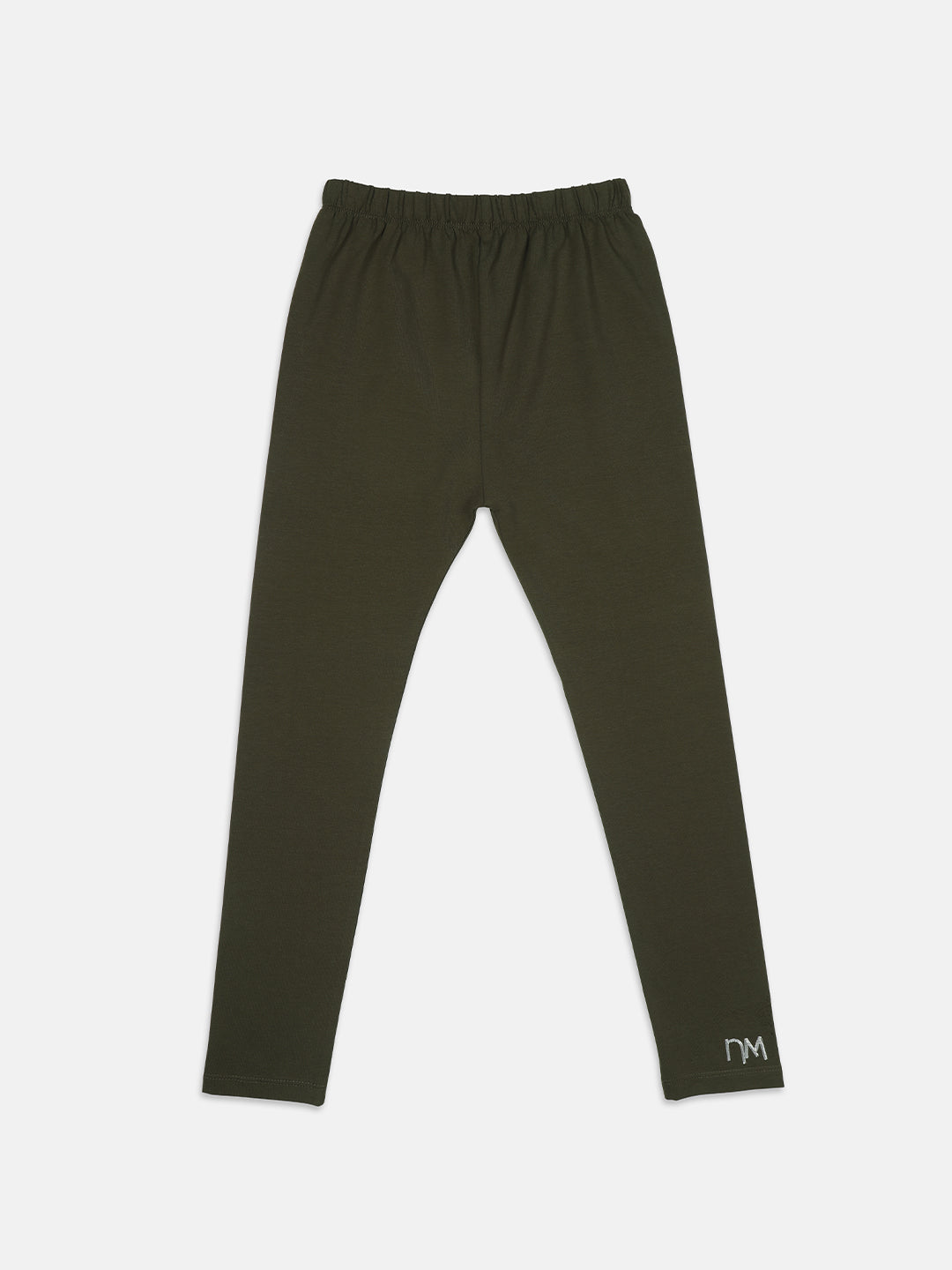 Nins Moda Full Length Solid Leggings - Olive Green