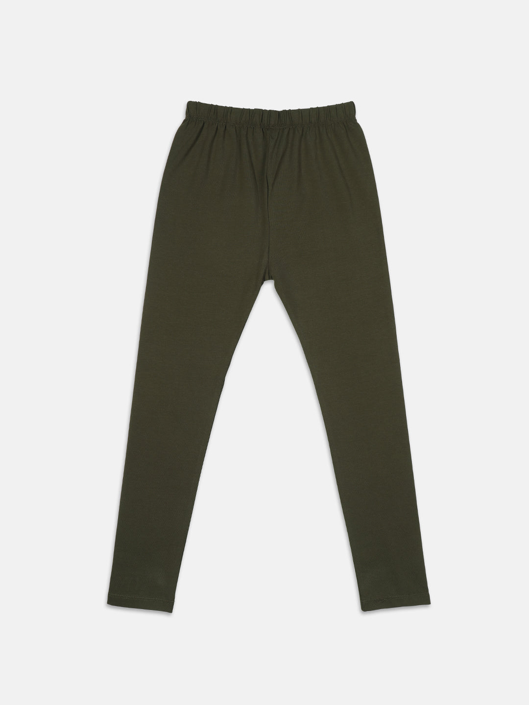 Nins Moda Full Length Solid Leggings - Olive Green
