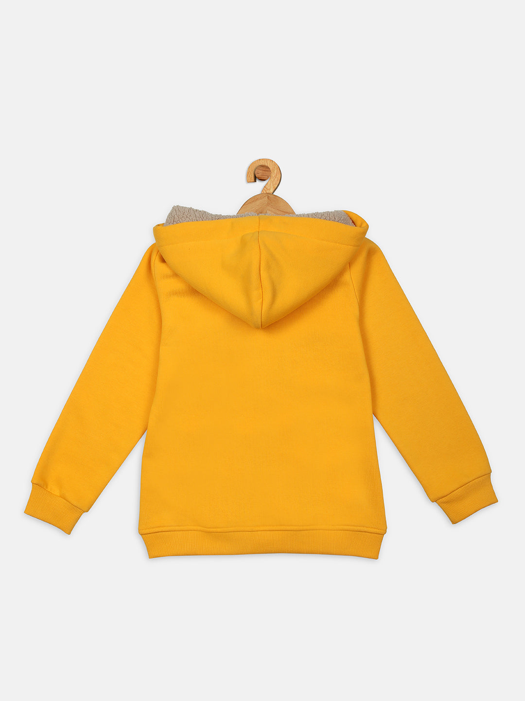 Pampolina Girls Solid Sweatshirt with Hoddie and Zip-MUSTARD