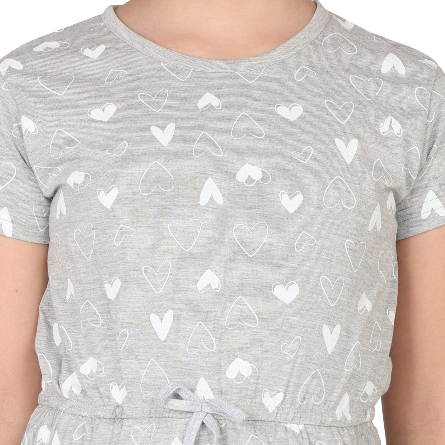 Pampolina Girls Heart Printed Jump Suit- Grey
