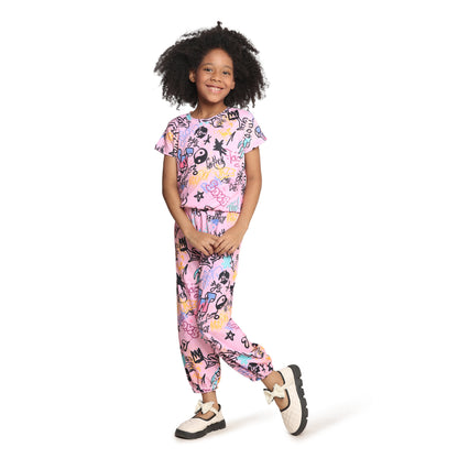 Pampolina Girls Printed Co-Ord Sets-Pink