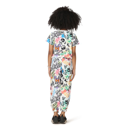 Pampolina Girls Printed Co-Ord Sets-Off-White