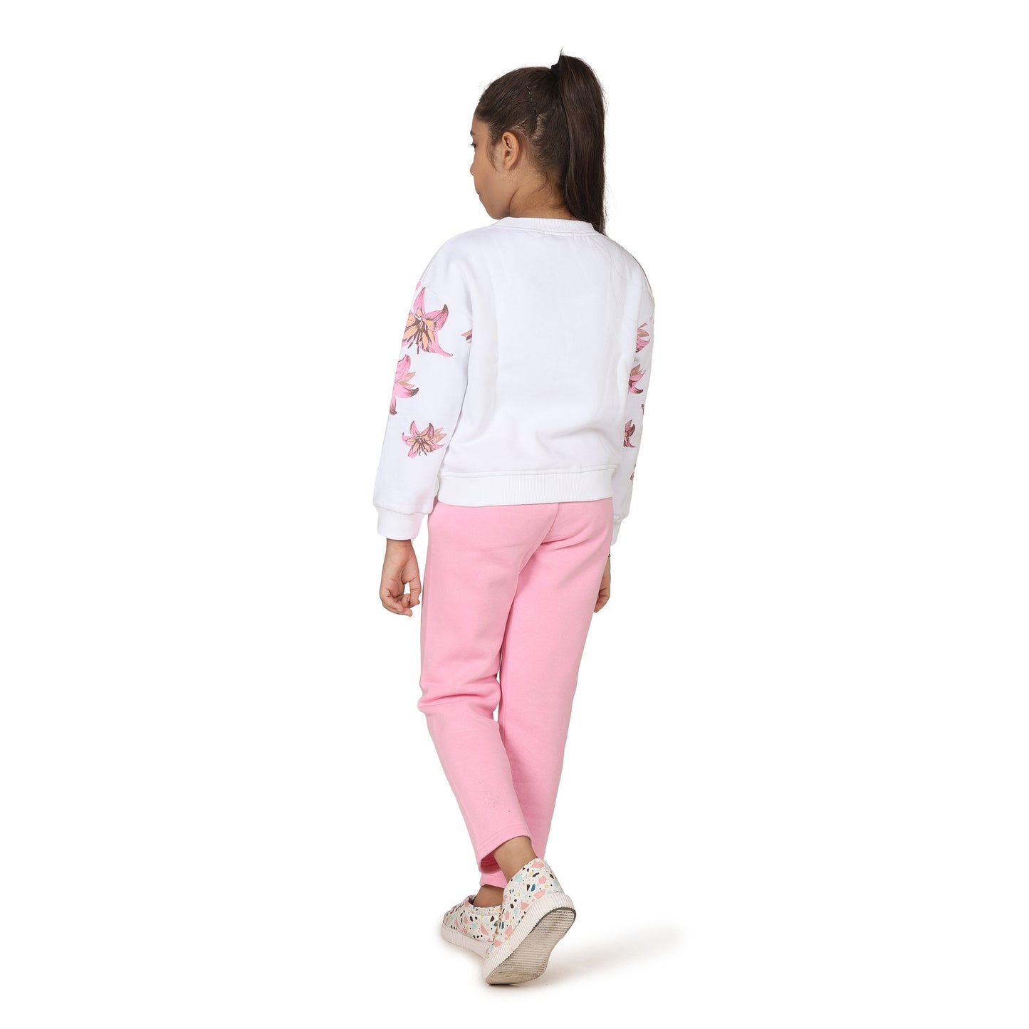 Pampolina Girls Floral Printed Track suit - Pink