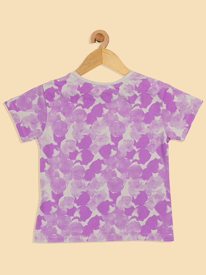Pampolina Girls Floral Printed Co-Ord Sets-Purple