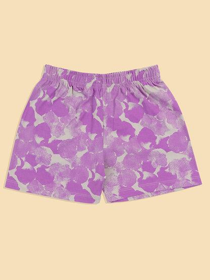 Pampolina Girls Floral Printed Co-Ord Sets-Purple
