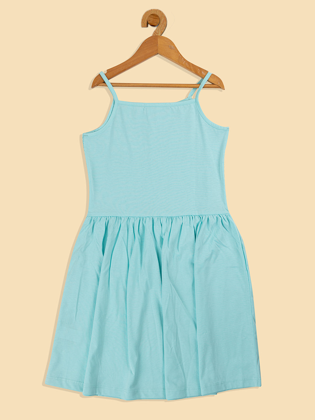 Pampolina  Solid Summer Cotton Dress For Baby Girl-Turquise