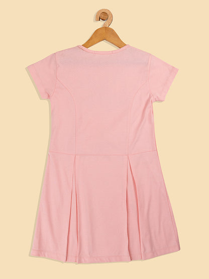 Pampolina  Printed Summer Cotton Dress For Baby Girl-Peach