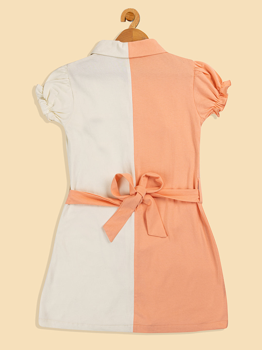 Pampolina  Solid Summer Cotton Dress For Baby Girl-Peach