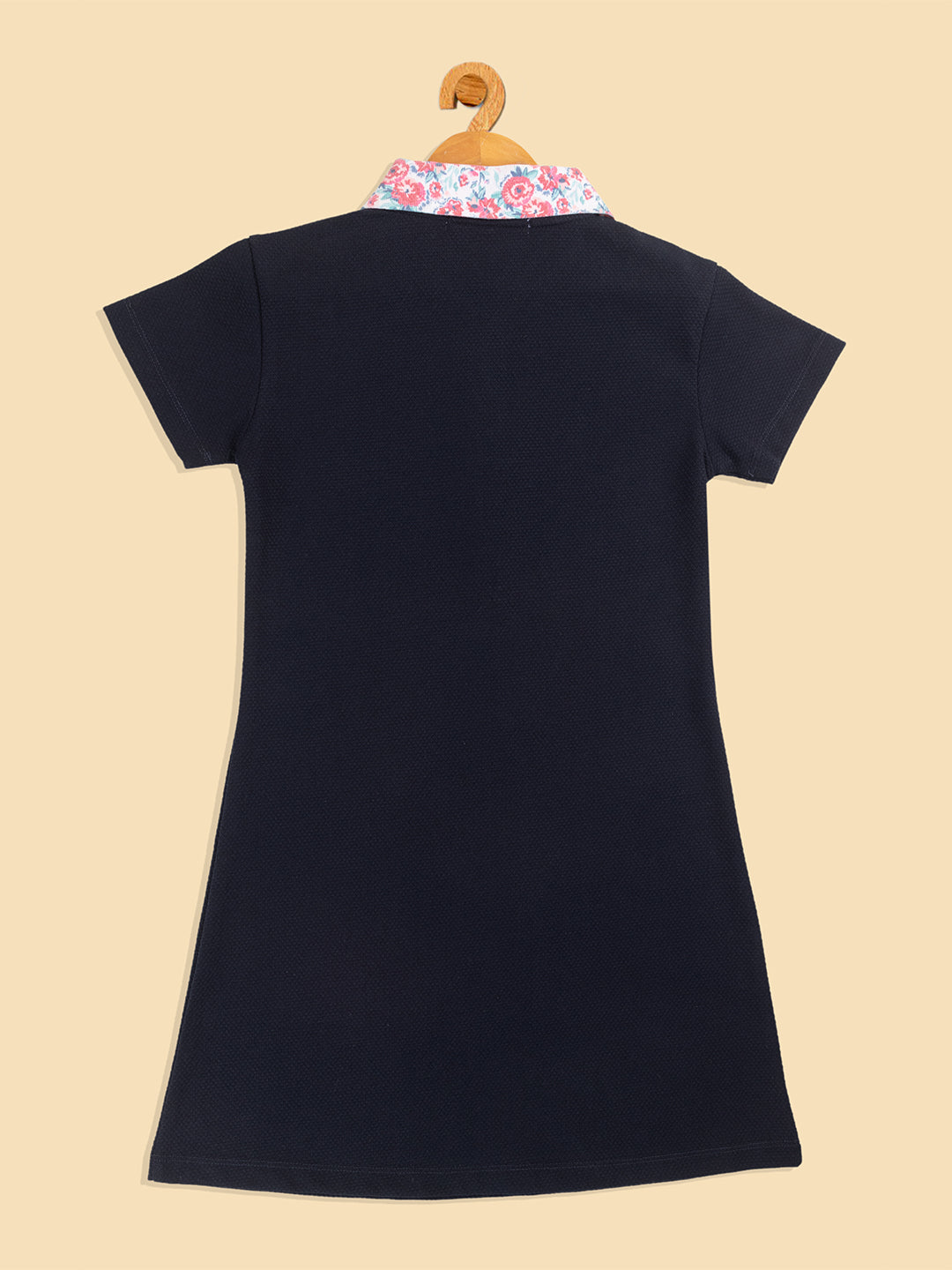 Pampolina  Solid Summer Cotton Dress For Baby Girl-Navy