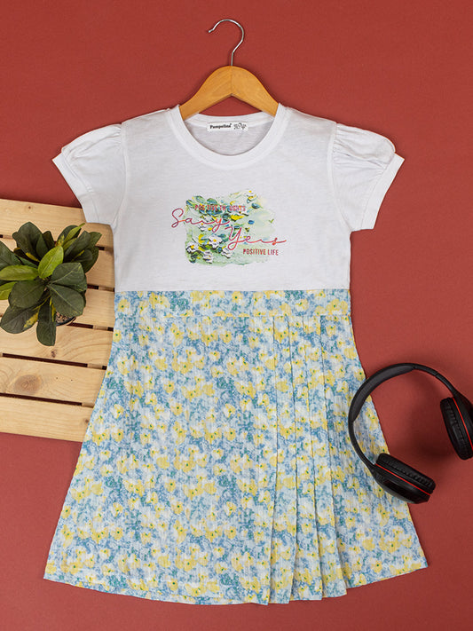 Pampolina  Printed Summer Cotton Dress For Baby Girl-Lemon