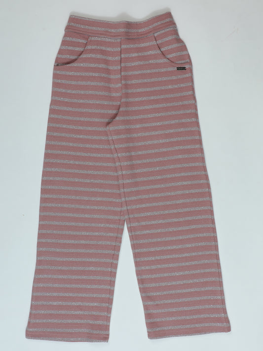 Pampolina Dusty Rose Striped Pants with Silver Glitter Detail