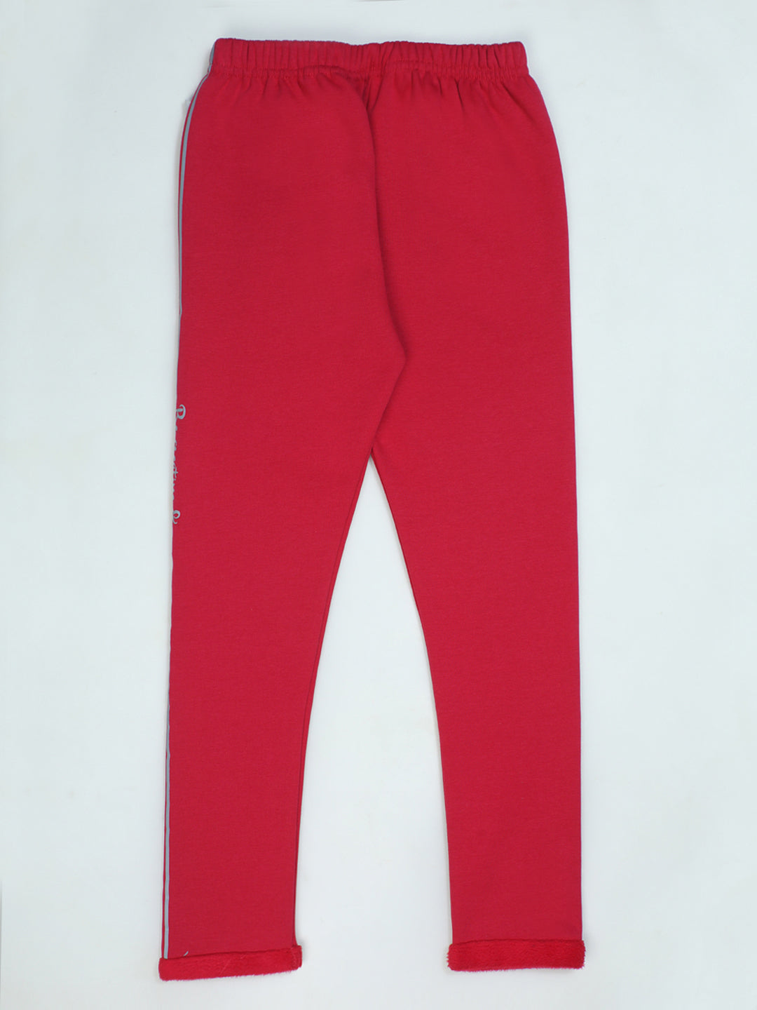 Pampolina Red Fleece-Lined Leggings with "Show it to the World" Detail