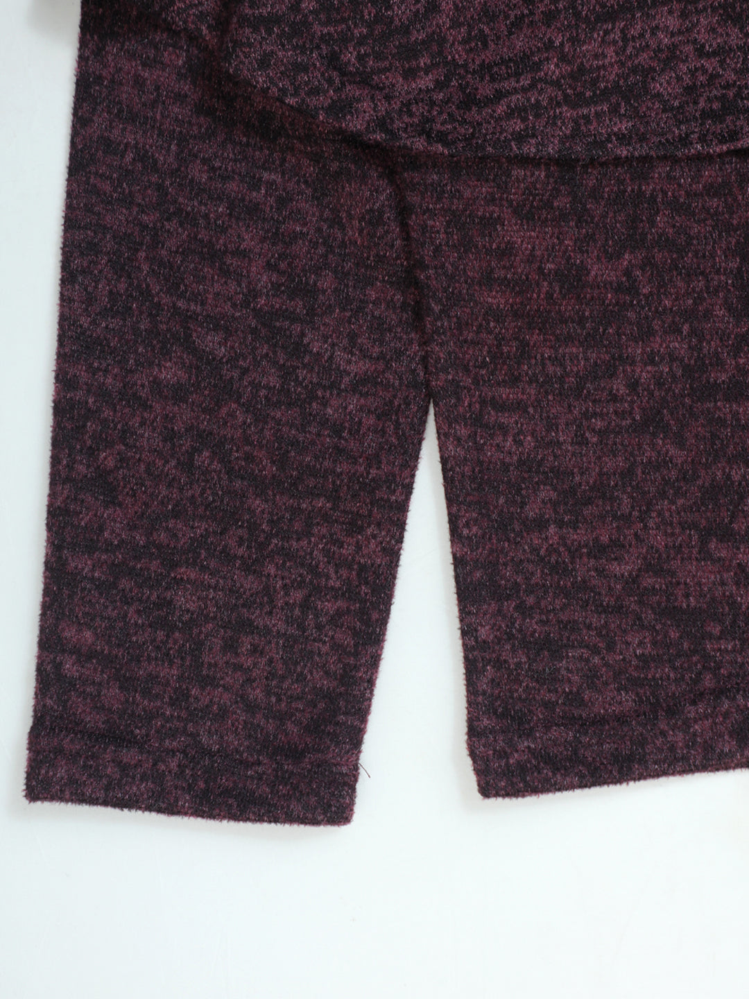 Pampolina Girls' Burgundy Knit Code Set - Top with Flower & Pants