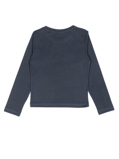 Pampolina "Always Look on the Bright Side" Gray Long-Sleeve Top with Sequin Detail