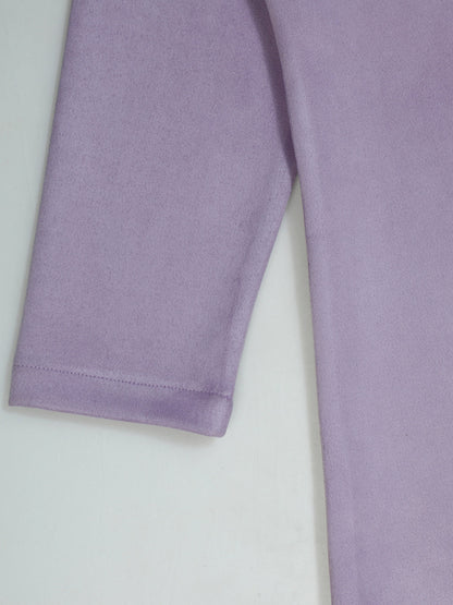 Pampolina Lilac Button-Up Dress - Girls' Long Sleeve with Bow Detail