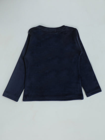 Pampolina "Smile" Navy Blue Long Sleeve top - Girls' Cat Design with Crown