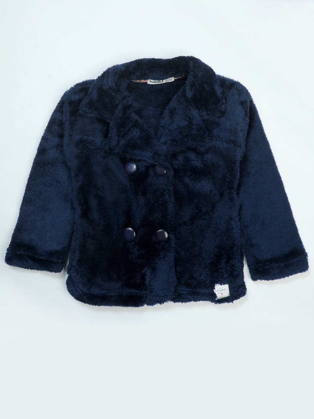 Pampolina Kids' Navy Blue Fuzzy Jacket - Soft & Cozy Winter Wear