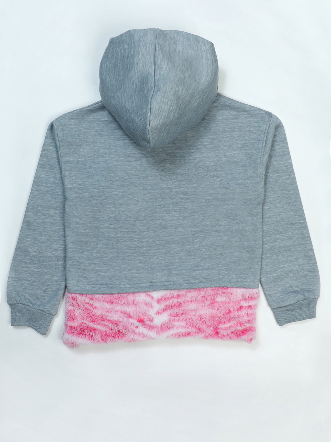 Pampolina "I Now Walk Into The Wild" Grey Sweatshirt - Girls' Sweatshirt with Fuzzy Trim