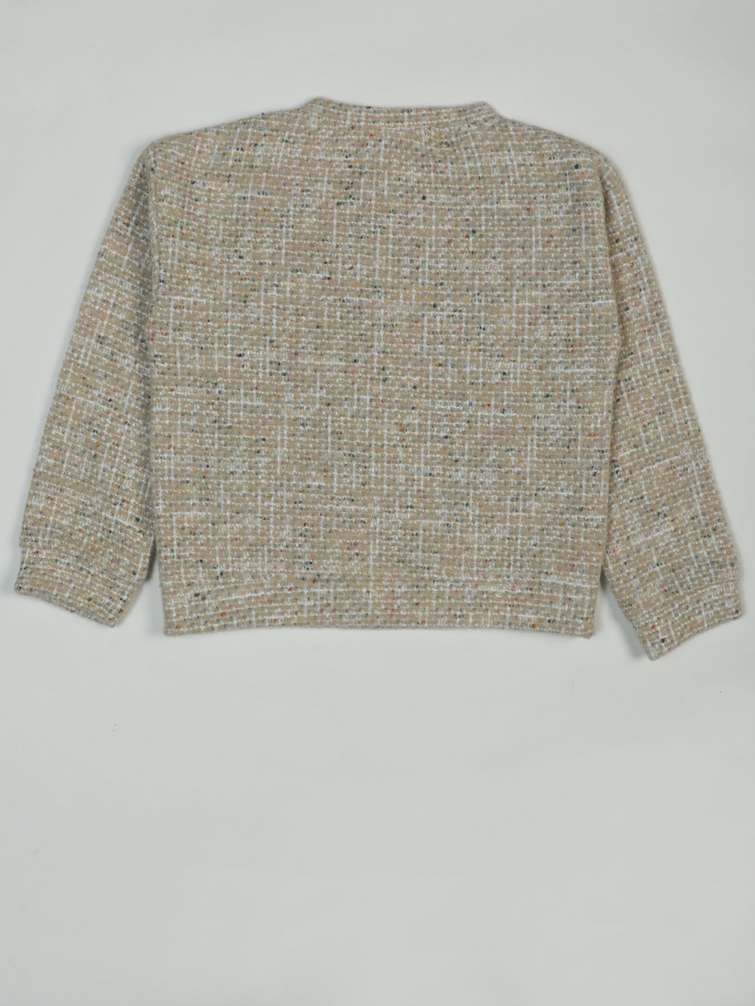 Pampolina "Floral Bloom" Beige Tweed Top with Embroidered Design