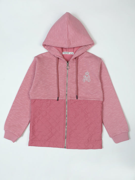 Pampolina Pink Hooded Zip-Up Jacket with Quilted Detail