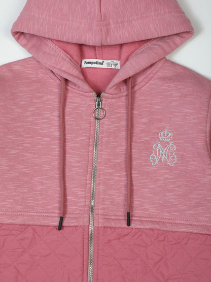 Pampolina Pink Hooded Zip-Up Jacket with Quilted Detail