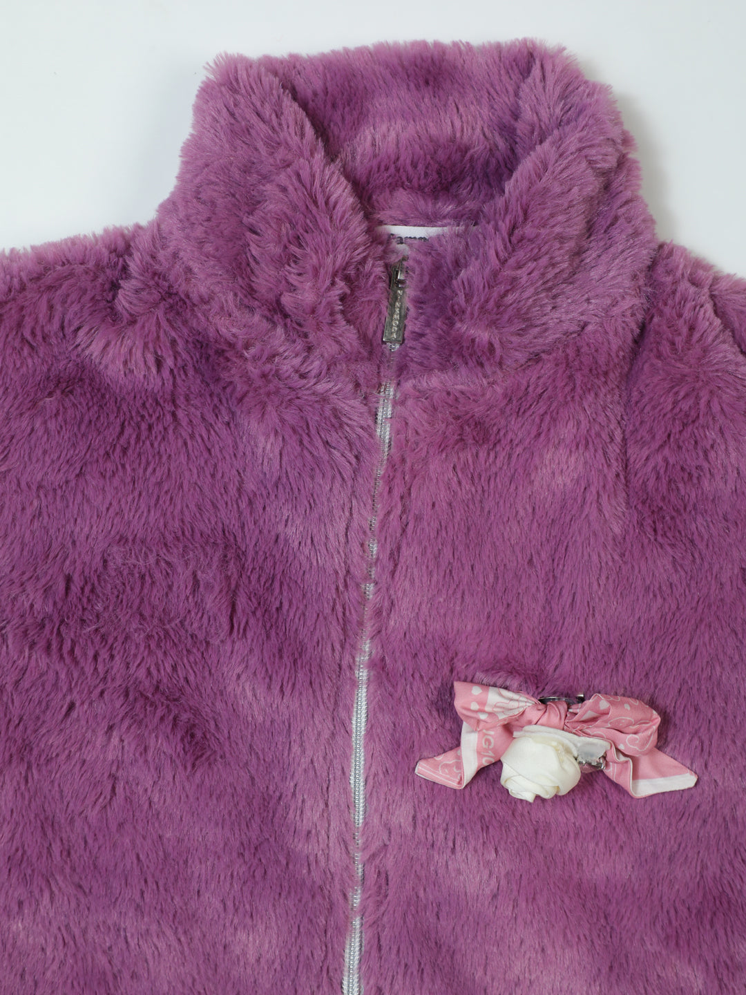 Pampolina Purple Faux Fur Cape with Zipper Closure and Bow Detail