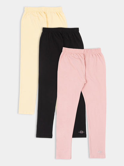 Stylish Blossoms: 4-Pack Solid Leggings for Girls