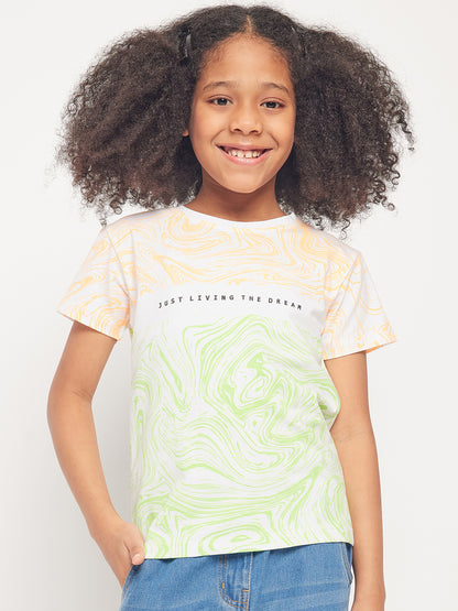 Pampolina Gilrs Allover Printed Top - Green