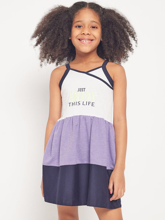 Pampolina  Printed Summer Cotton Dress For Baby Girl-Purple