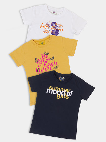 Fashionable  Printed Stretchable Tops Pack of 3 for Girls