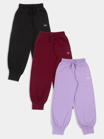 Pampolina Girls Solid Joggar Pack of 3
