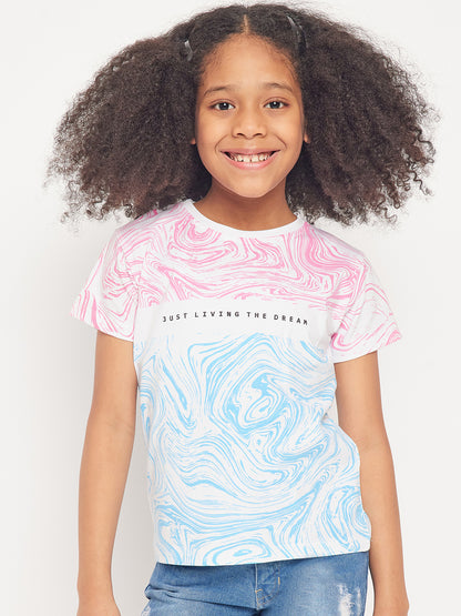 Pampolina Gilrs Allover Printed Top - Sky